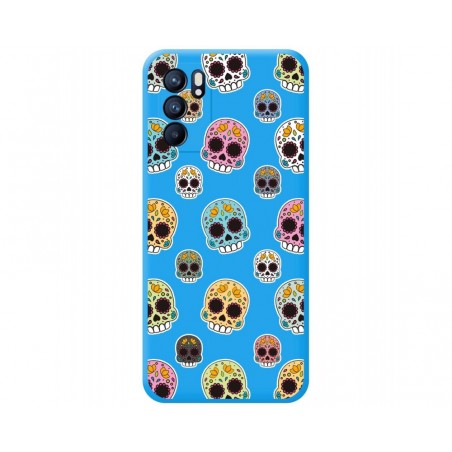 Funda Silicona Líquida Azul para Oppo Reno 6 5G diseño Catrina Dibujos