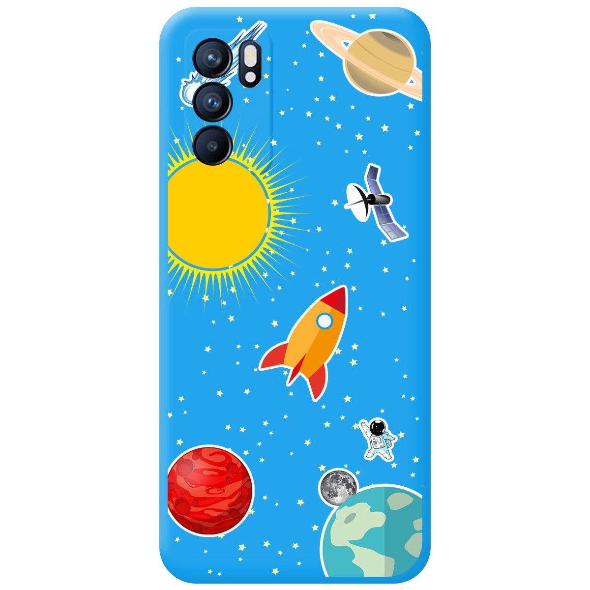 Funda Silicona Líquida Azul para Oppo Reno 6 5G diseño Espacio Dibujos