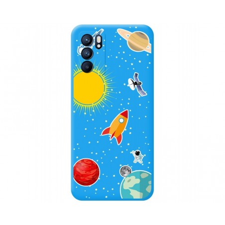 Funda Silicona Líquida Azul para Oppo Reno 6 5G diseño Espacio Dibujos