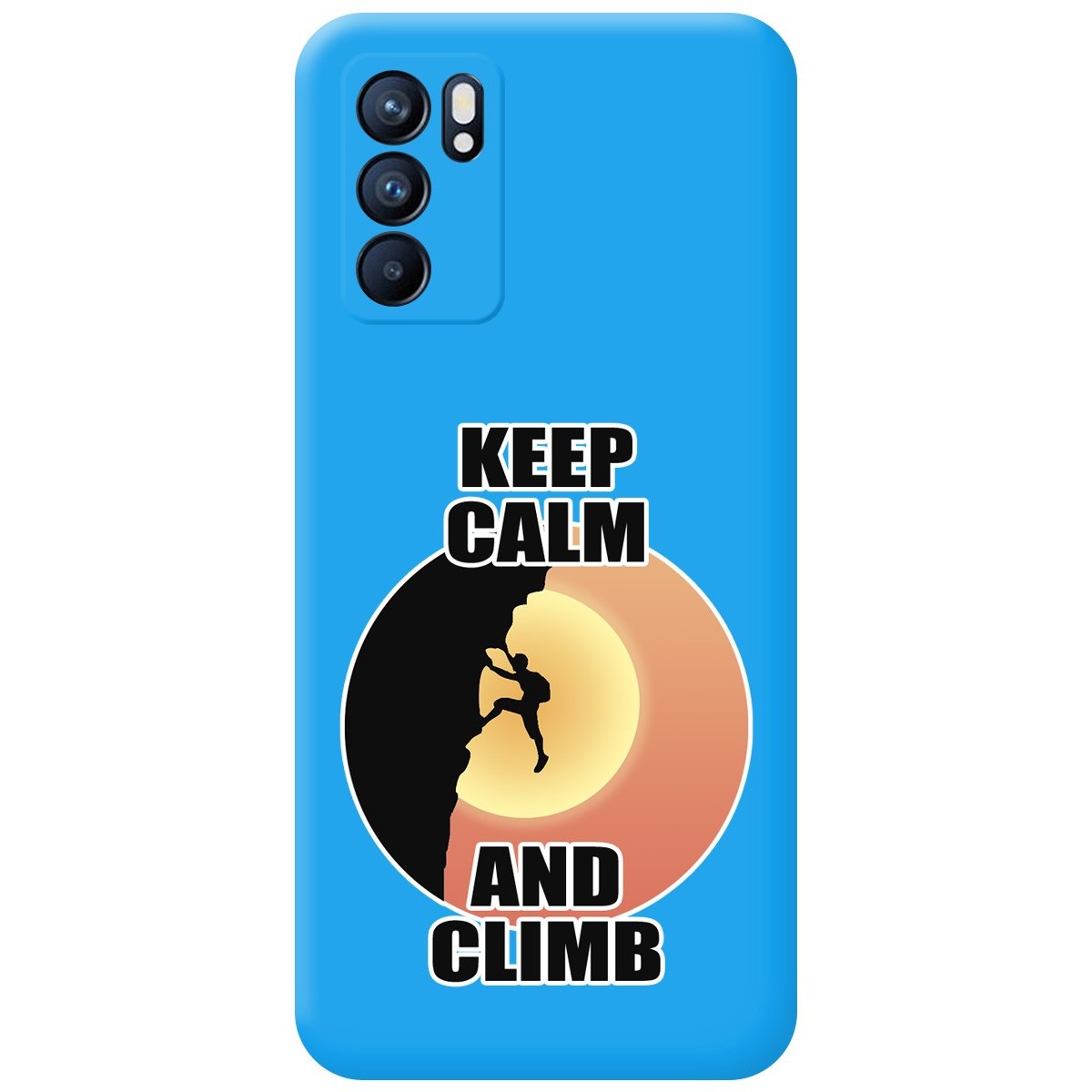 Funda Silicona Líquida Azul para Oppo Reno 6 5G diseño Hombre Escalada Dibujos