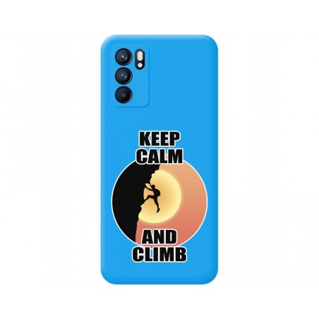 Funda Silicona Líquida Azul para Oppo Reno 6 5G diseño Hombre Escalada Dibujos