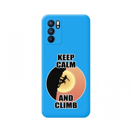 Funda Silicona Líquida Azul para Oppo Reno 6 5G diseño Mujer Escalada Dibujos