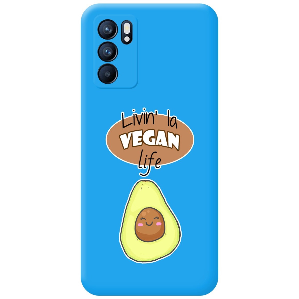 Funda Silicona Líquida Azul para Oppo Reno 6 5G diseño Vegan Life Dibujos