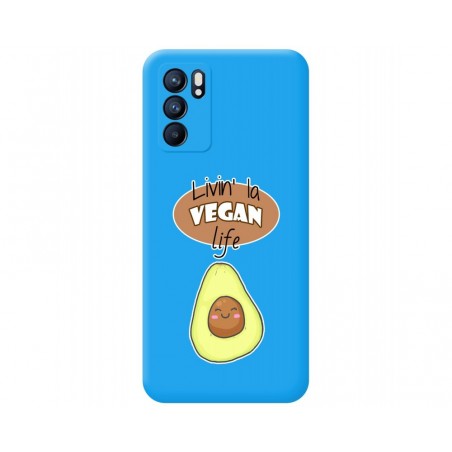 Funda Silicona Líquida Azul para Oppo Reno 6 5G diseño Vegan Life Dibujos