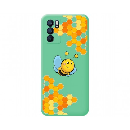 Funda Silicona Líquida Verde para Oppo Reno 6 5G diseño Abeja Dibujos