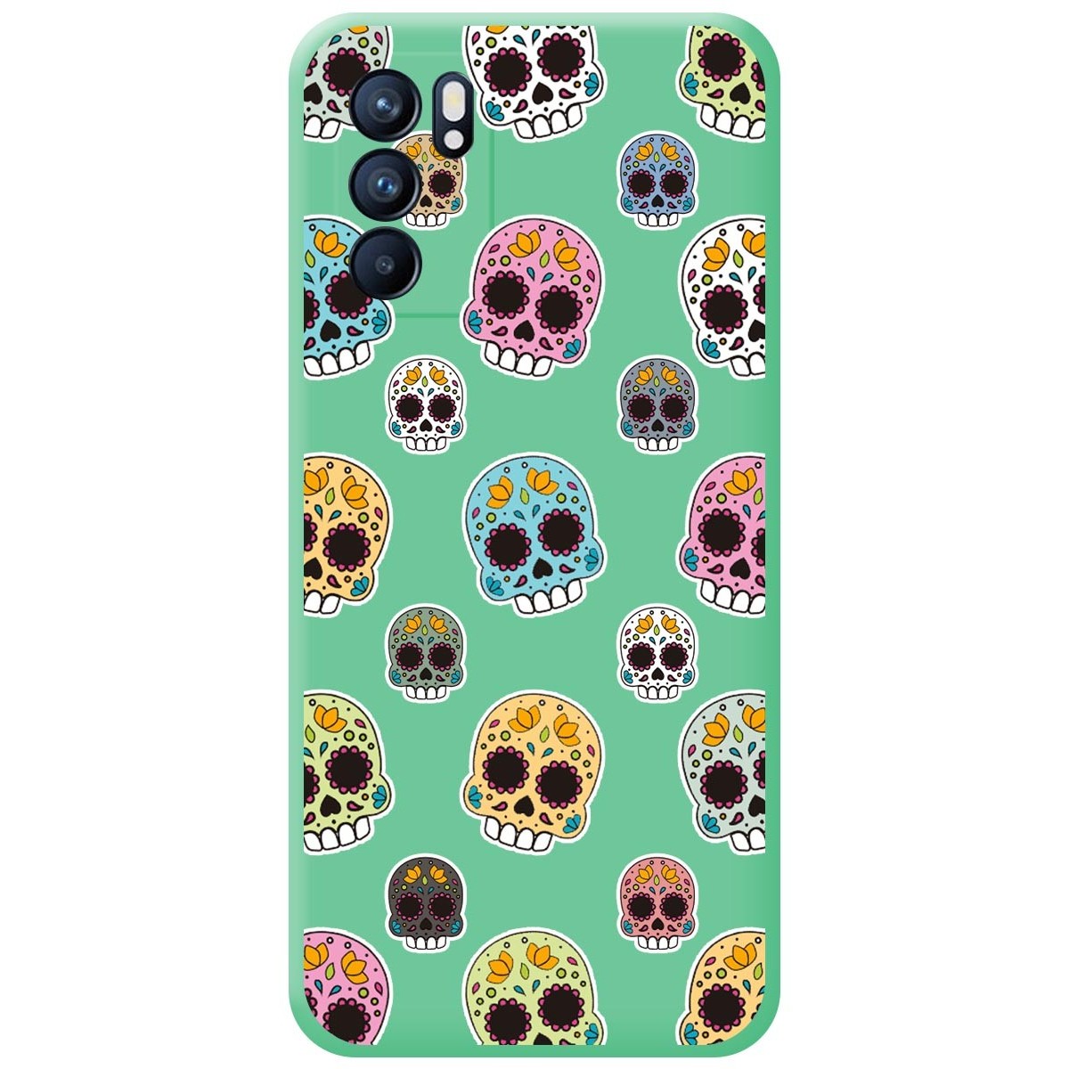 Funda Silicona Líquida Verde para Oppo Reno 6 5G diseño Catrina Dibujos