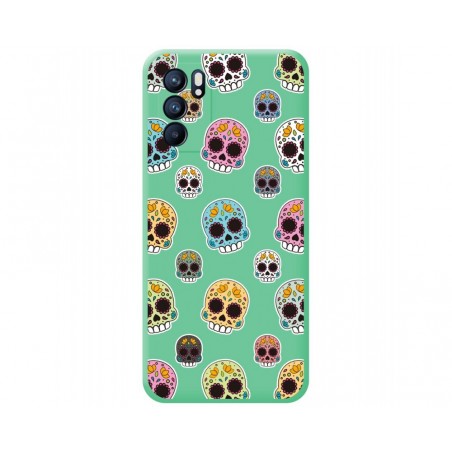 Funda Silicona Líquida Verde para Oppo Reno 6 5G diseño Catrina Dibujos