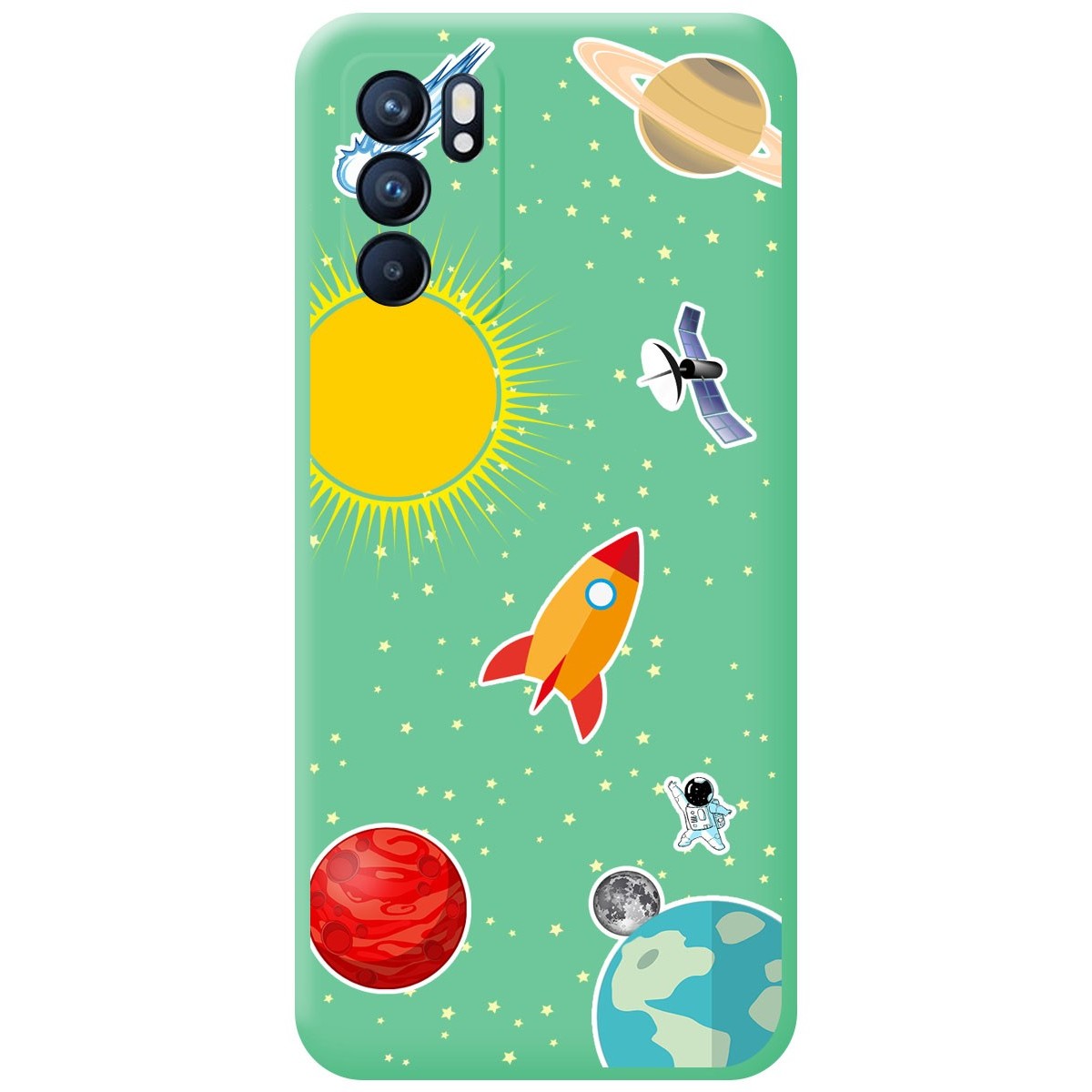 Funda Silicona Líquida Verde para Oppo Reno 6 5G diseño Espacio Dibujos