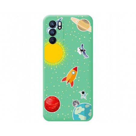 Funda Silicona Líquida Verde para Oppo Reno 6 5G diseño Espacio Dibujos
