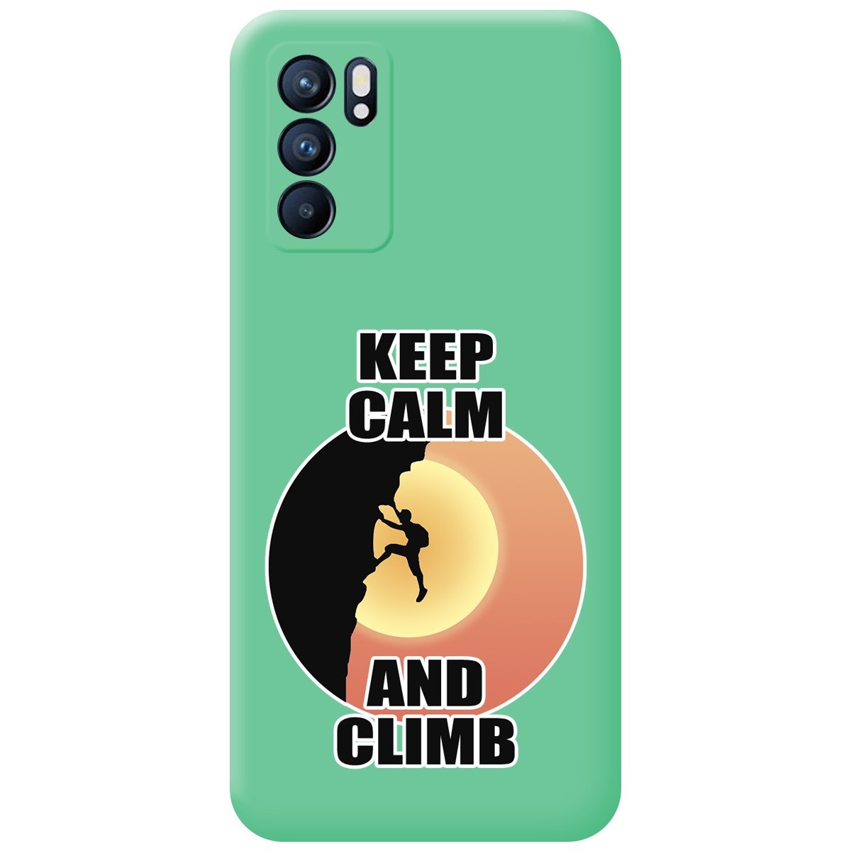 Funda Silicona Líquida Verde para Oppo Reno 6 5G diseño Hombre Escalada Dibujos