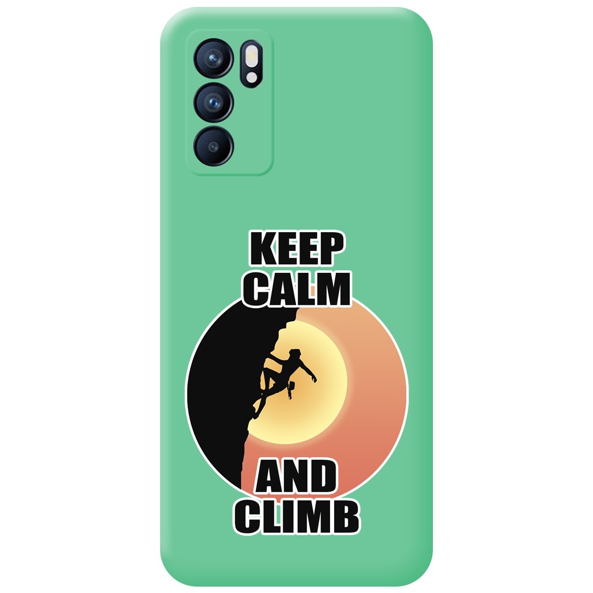 Funda Silicona Líquida Verde para Oppo Reno 6 5G diseño Mujer Escalada Dibujos