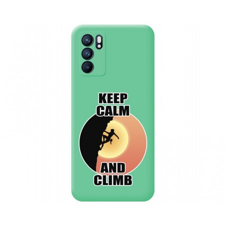 Funda Silicona Líquida Verde para Oppo Reno 6 5G diseño Mujer Escalada Dibujos