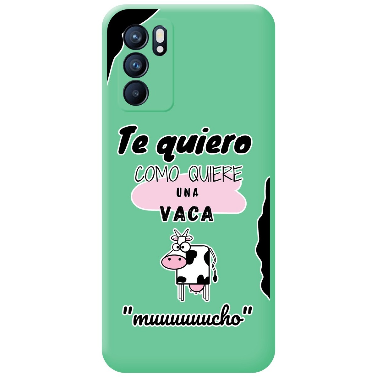 Funda Silicona Líquida Verde para Oppo Reno 6 5G diseño Vaca Dibujos