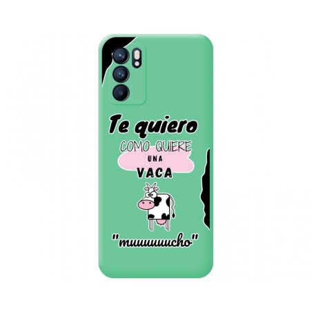 Funda Silicona Líquida Verde para Oppo Reno 6 5G diseño Vaca Dibujos