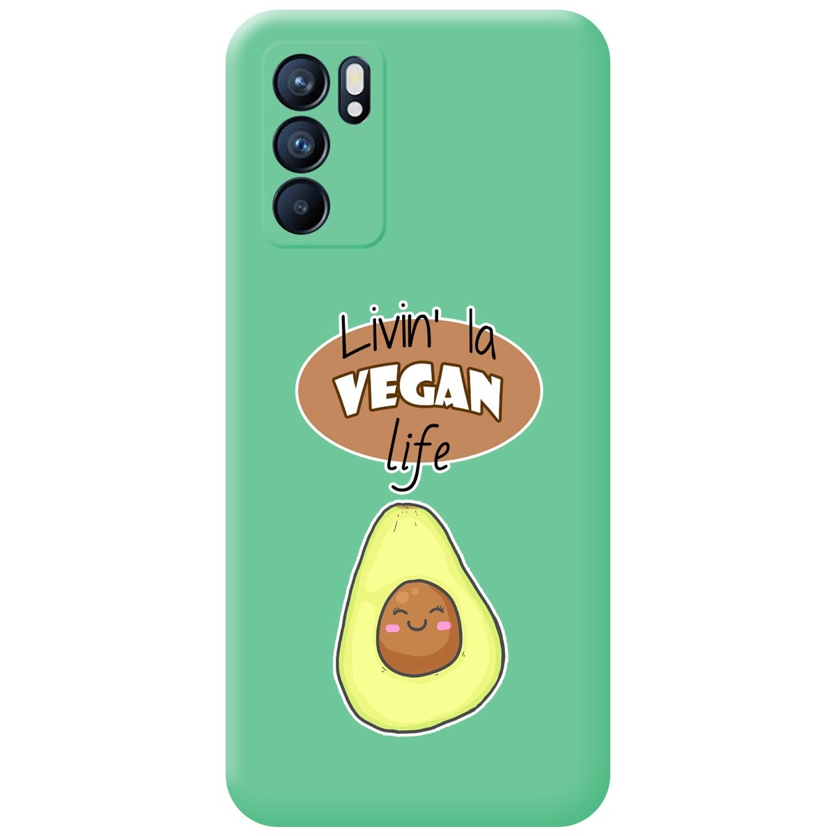 Funda Silicona Líquida Verde para Oppo Reno 6 5G diseño Vegan Life Dibujos