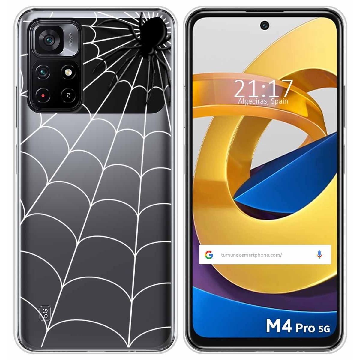 Funda Silicona Transparente para Xiaomi POCO M4 Pro 5G diseño Araña Dibujos
