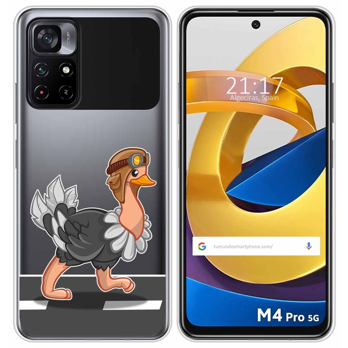Funda Silicona Transparente para Xiaomi POCO M4 Pro 5G diseño Avestruz Dibujos