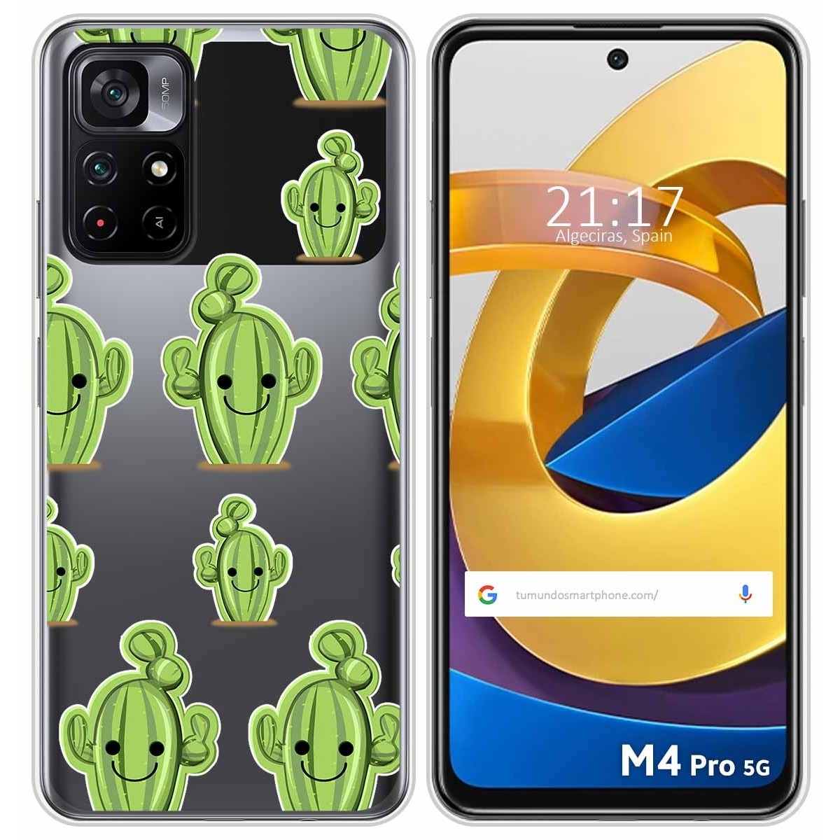Funda Silicona Transparente para Xiaomi POCO M4 Pro 5G diseño Cactus Dibujos