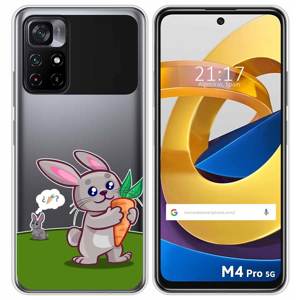 Funda Silicona Transparente para Xiaomi POCO M4 Pro 5G diseño Conejo Dibujos