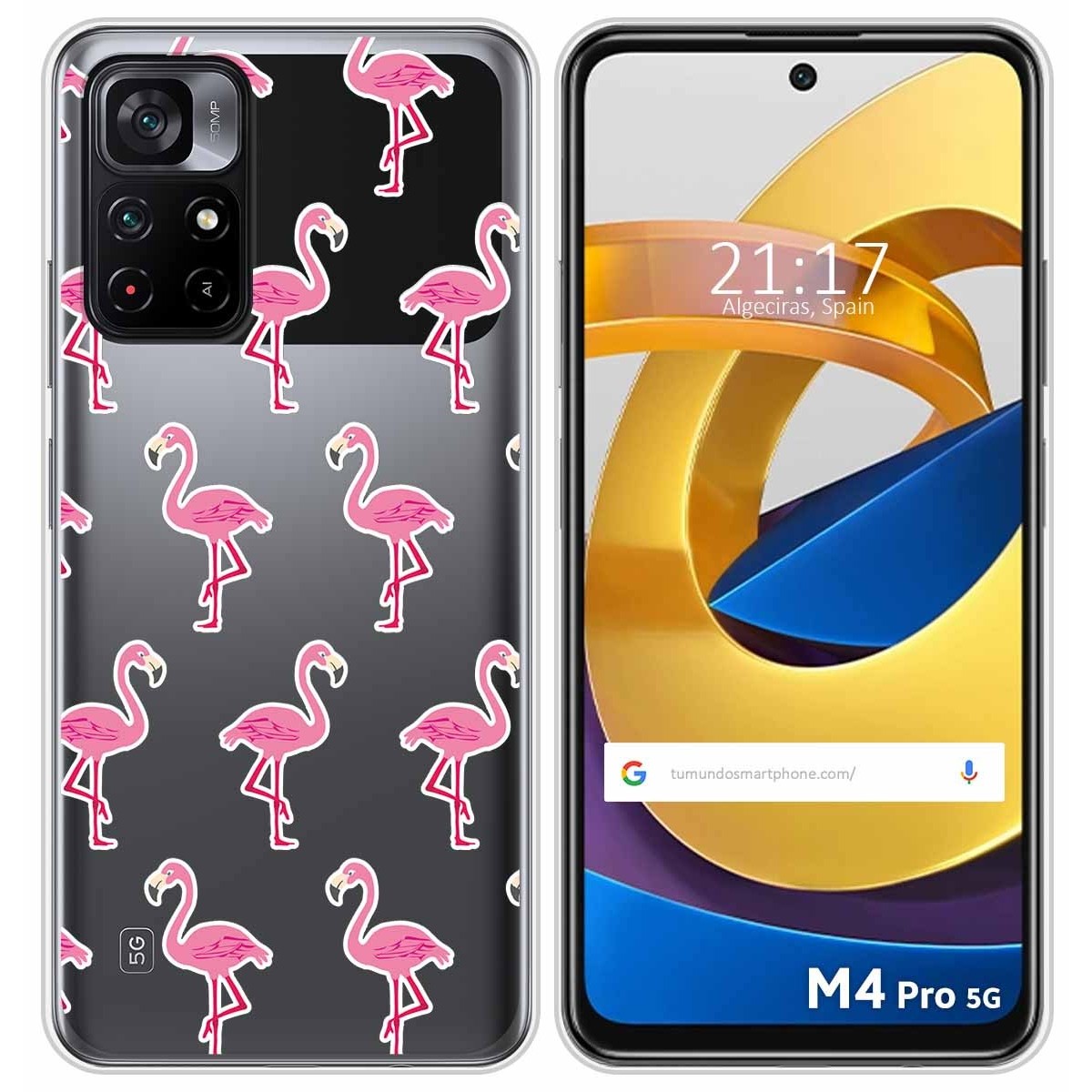Funda Silicona Transparente para Xiaomi POCO M4 Pro 5G diseño Flamenco Dibujos