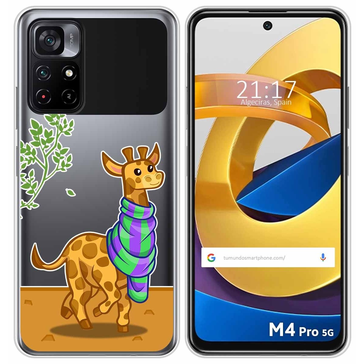Funda Silicona Transparente para Xiaomi POCO M4 Pro 5G diseño Jirafa Dibujos