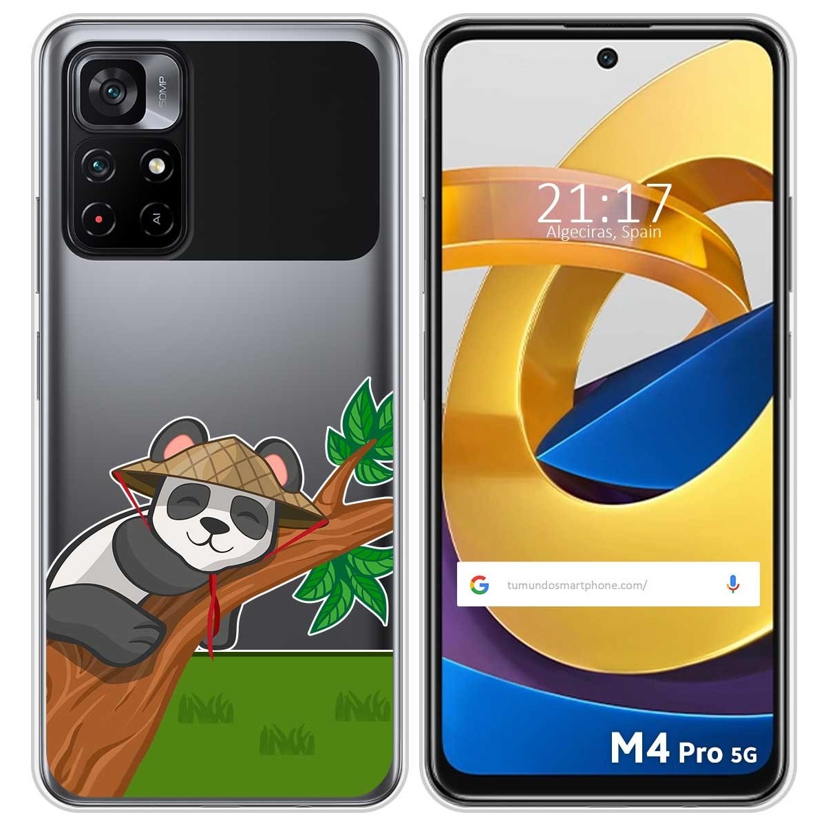 Funda Silicona Transparente para Xiaomi POCO M4 Pro 5G diseño Panda Dibujos