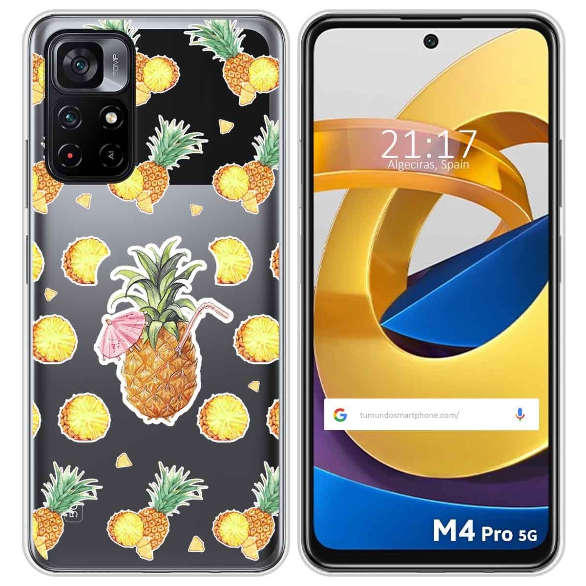 Funda Silicona Transparente para Xiaomi POCO M4 Pro 5G diseño Piña Dibujos