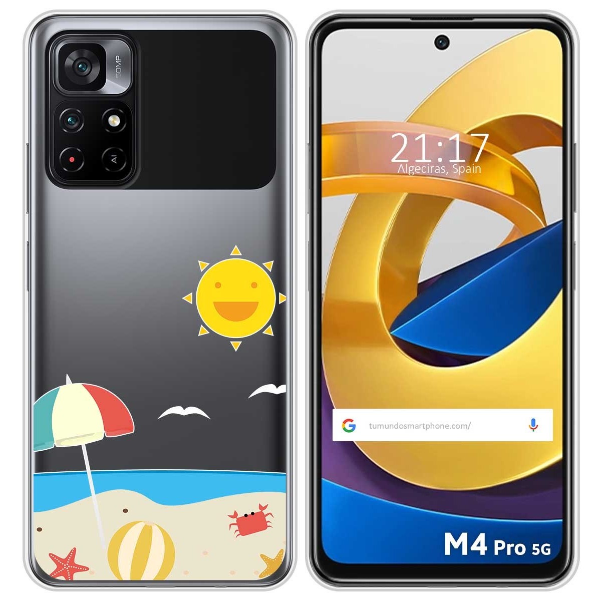 Funda Silicona Transparente para Xiaomi POCO M4 Pro 5G diseño Playa Dibujos