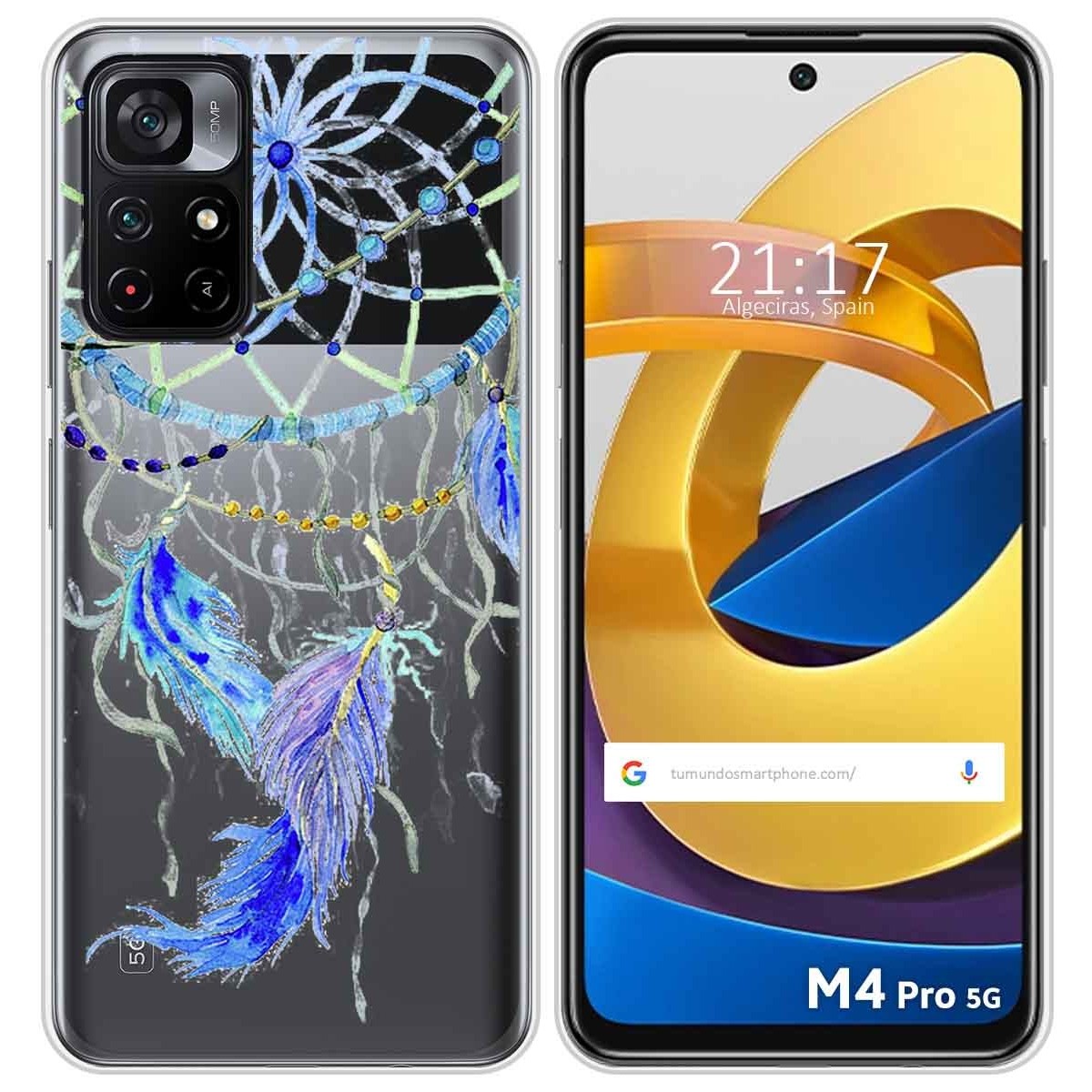 Funda Silicona Transparente para Xiaomi POCO M4 Pro 5G diseño Plumas Dibujos