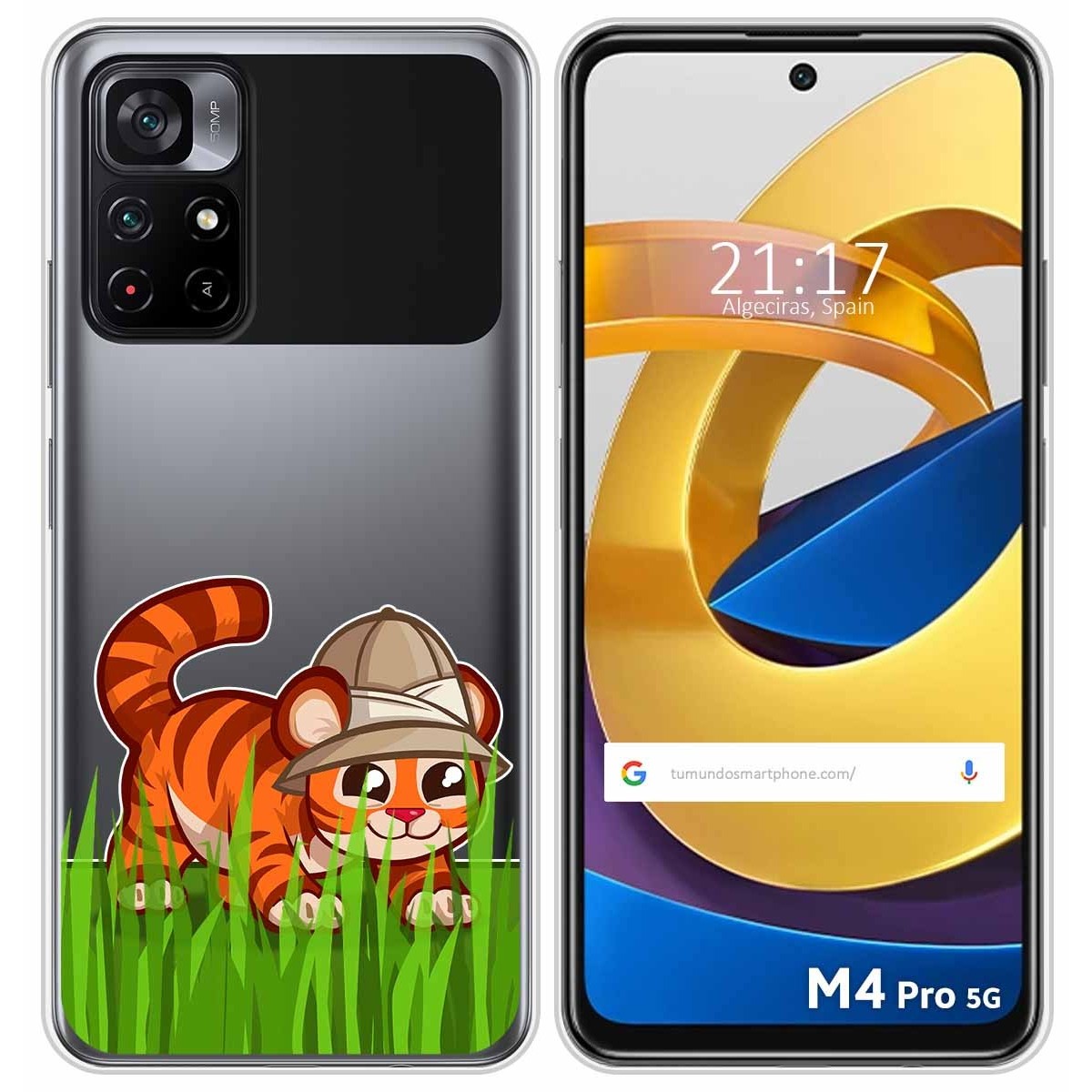 Funda Silicona Transparente para Xiaomi POCO M4 Pro 5G diseño Tigre Dibujos