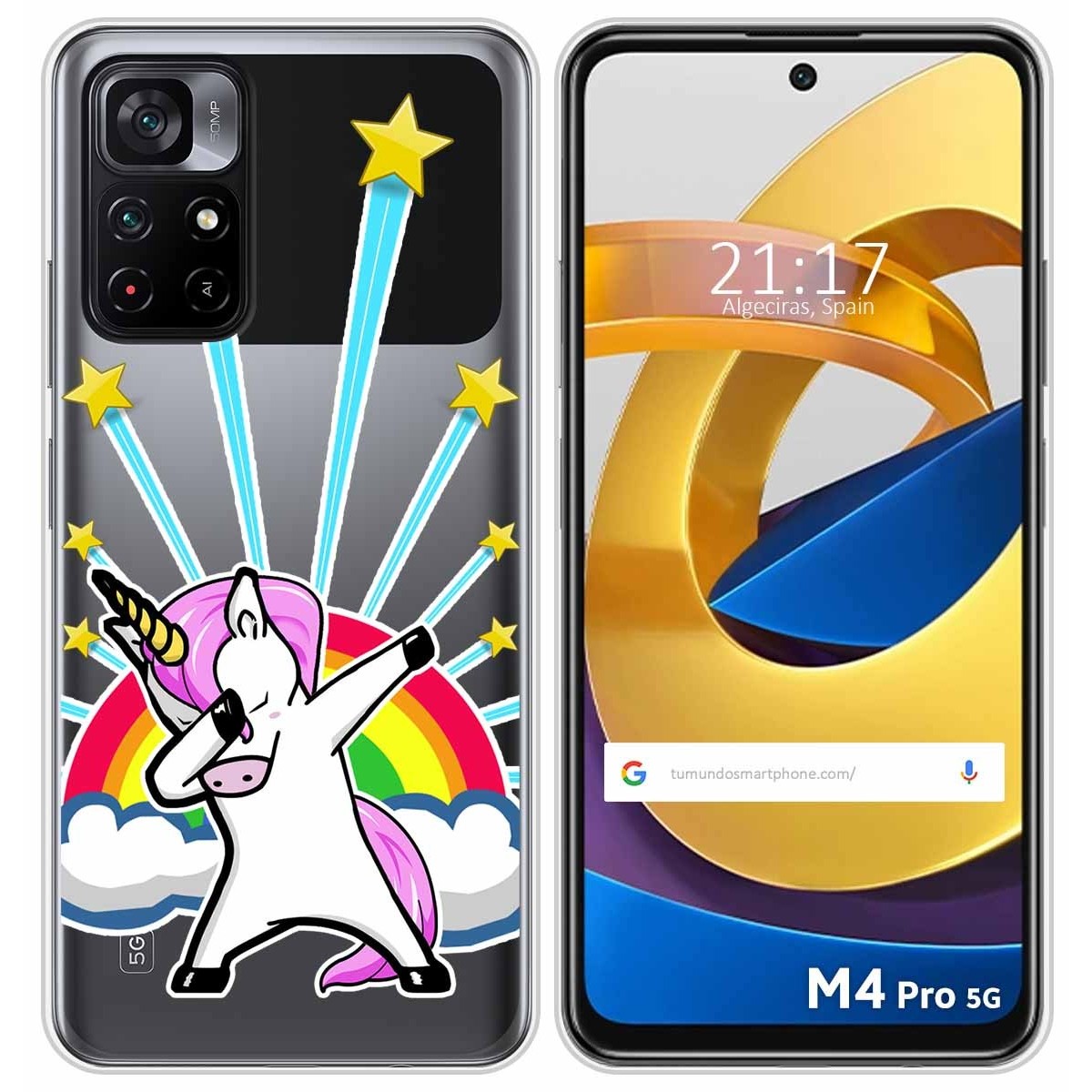 Funda Silicona Transparente para Xiaomi POCO M4 Pro 5G diseño Unicornio Dibujos