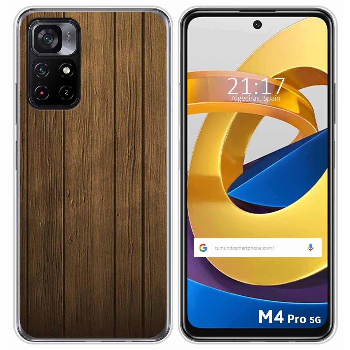 Funda Silicona para Xiaomi POCO M4 Pro 5G diseño Madera Dibujos