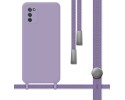 Funda Silicona Líquida con Cordón para Samsung Galaxy A03s color Morada