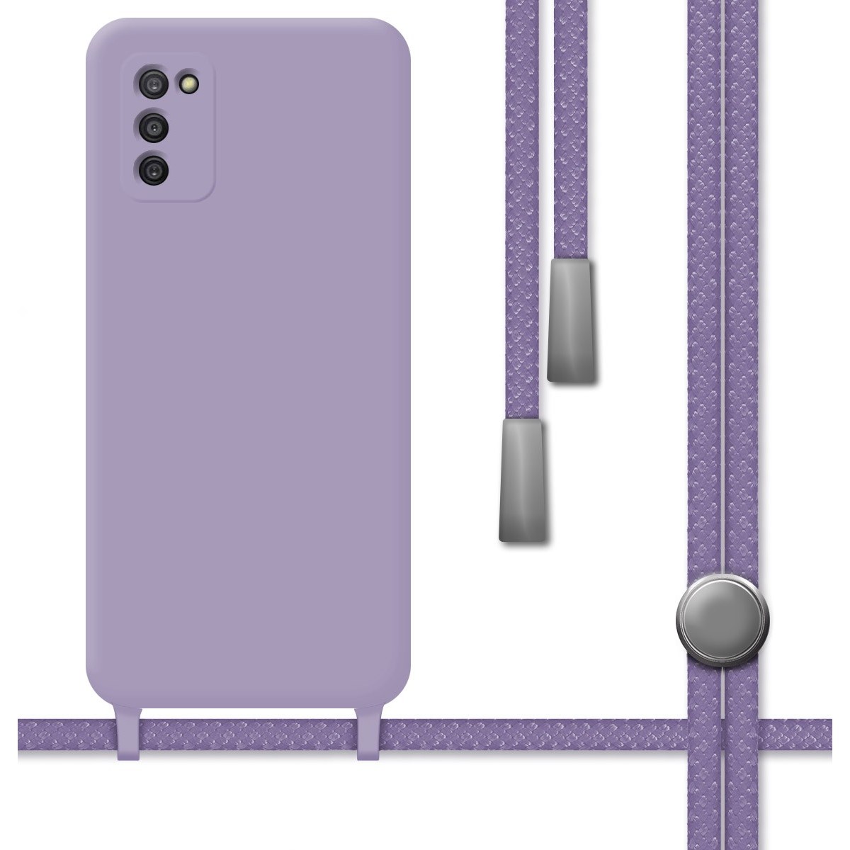 Funda Silicona Líquida con Cordón para Samsung Galaxy A03s color Morada