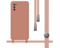 Funda Silicona Líquida con Cordón para Samsung Galaxy A03s color Rosa