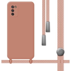 Funda Silicona Líquida con Cordón para Samsung Galaxy A03s color Rosa