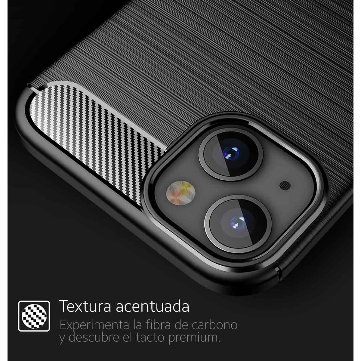 Funda Gel Tpu Tipo Carbon Negra compatible con Iphone 13 (6.1)