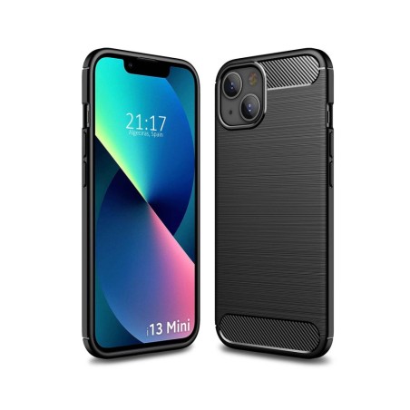 Funda Gel Tpu Tipo Carbon Negra compatible con Iphone 13 Mini (5.4)