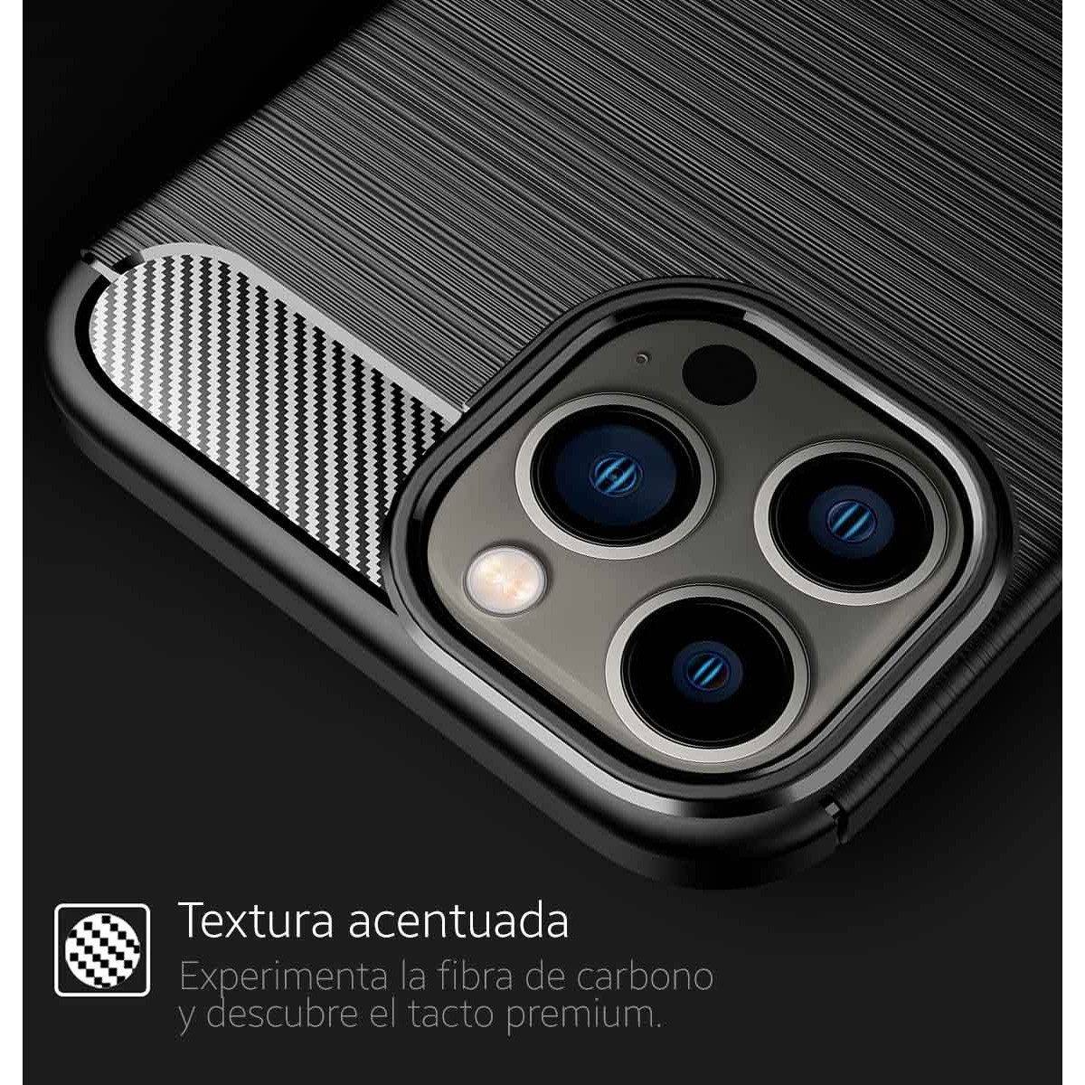 Funda Gel Tpu Tipo Carbon Negra compatible con Iphone 13 Pro (6.1)