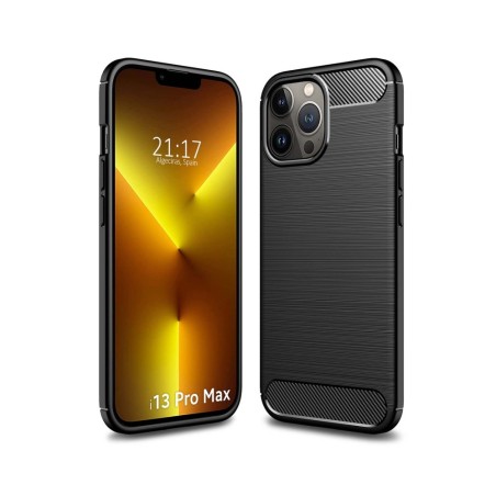 Funda Gel Tpu Tipo Carbon Negra compatible con Iphone 13 Pro Max (6.7)