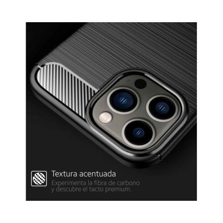 Funda Gel Tpu Tipo Carbon Negra compatible con Iphone 13 Pro Max (6.7)