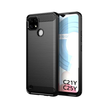 Funda Gel Tpu Tipo Carbon Negra para Realme C21Y / C25Y