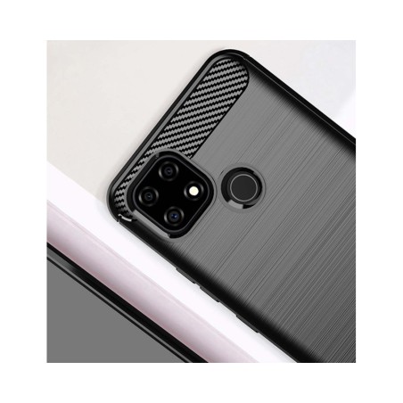Funda Gel Tpu Tipo Carbon Negra para Realme C21Y / C25Y