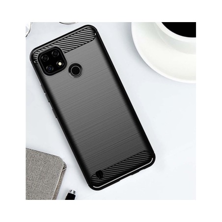 Funda Gel Tpu Tipo Carbon Negra para Realme C21Y / C25Y