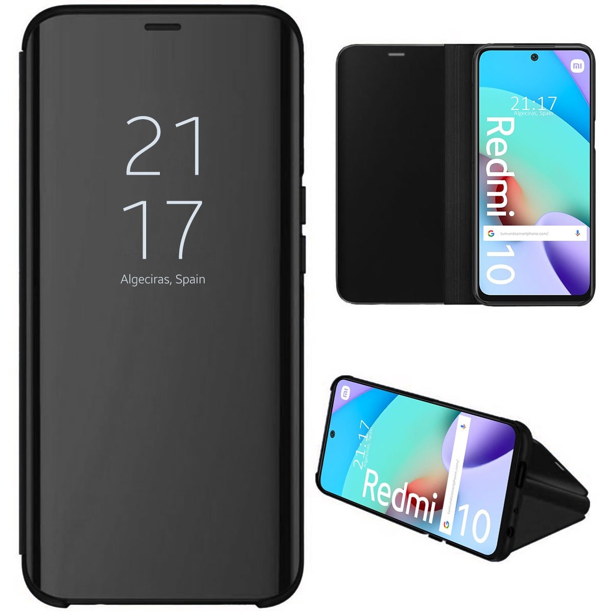 Funda Flip Cover Clear View para Xiaomi Redmi 10 (2021/2022) color Negra