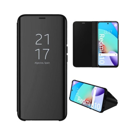 Funda Flip Cover Clear View para Xiaomi Redmi 10 (2021/2022) color Negra