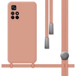 Funda Silicona Líquida con Cordón para Xiaomi POCO M4 Pro 5G color Rosa