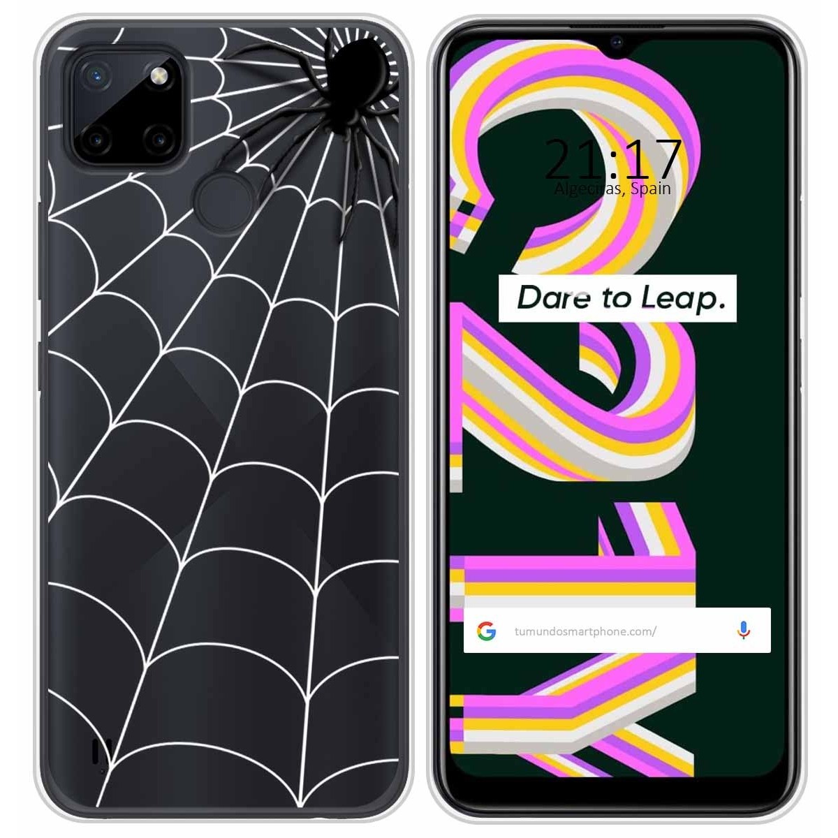 Funda Silicona Transparente para Realme C21Y / C25Y diseño Araña Dibujos