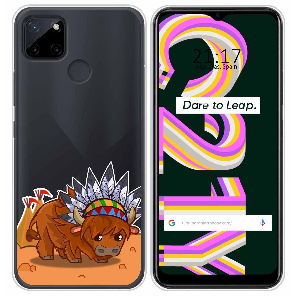 Funda Silicona Transparente para Realme C21Y / C25Y diseño Bufalo Dibujos