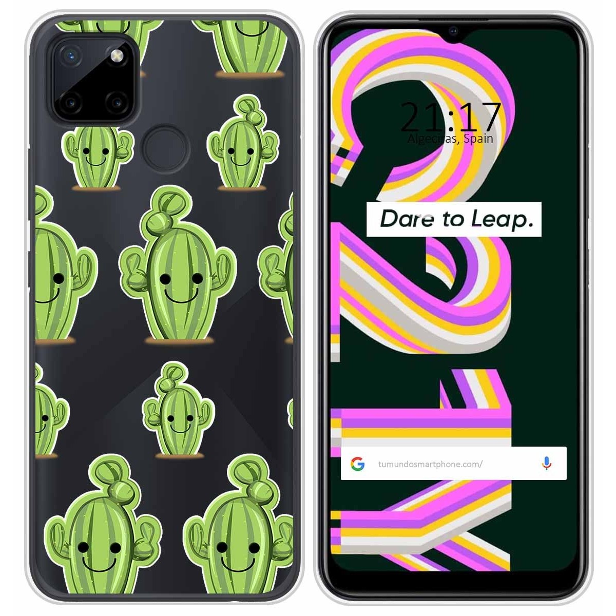 Funda Silicona Transparente para Realme C21Y / C25Y diseño Cactus Dibujos